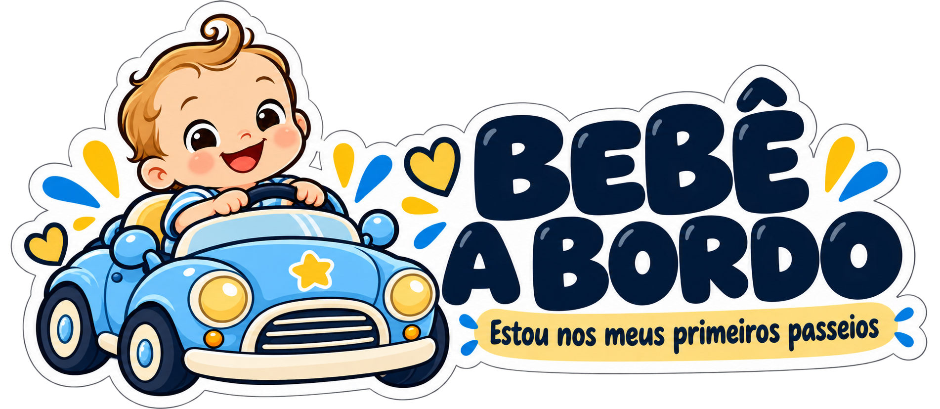 Bebê a bordo - Carrinho azul